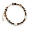 Silver Bracelet, SH00061-B2 tiger eye, shell, onyx