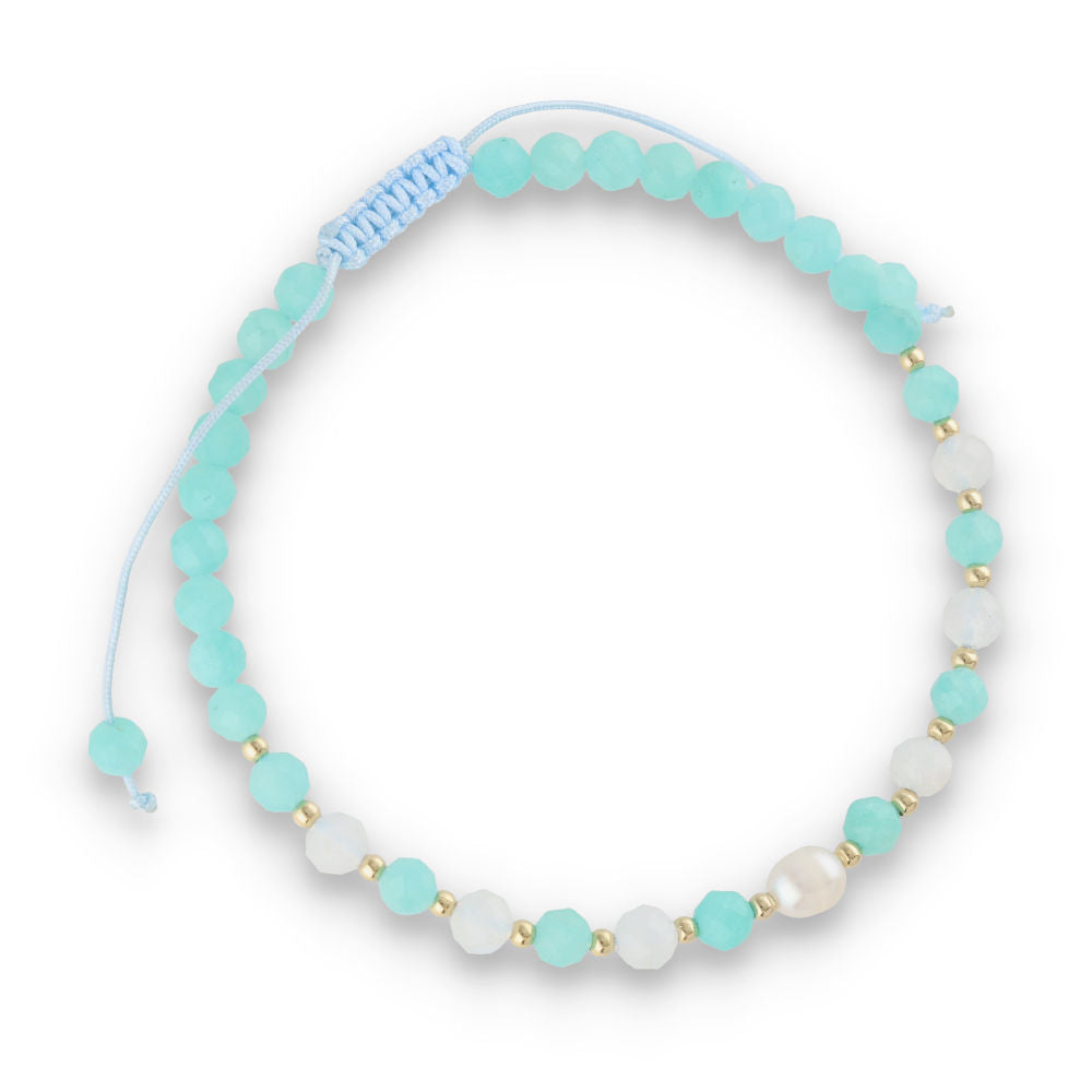 Silberarmband, SH00062-B Amazonit, Mondstein