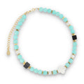 Silver Bracelet, SH00063-B2 amazonite, onyx, shell