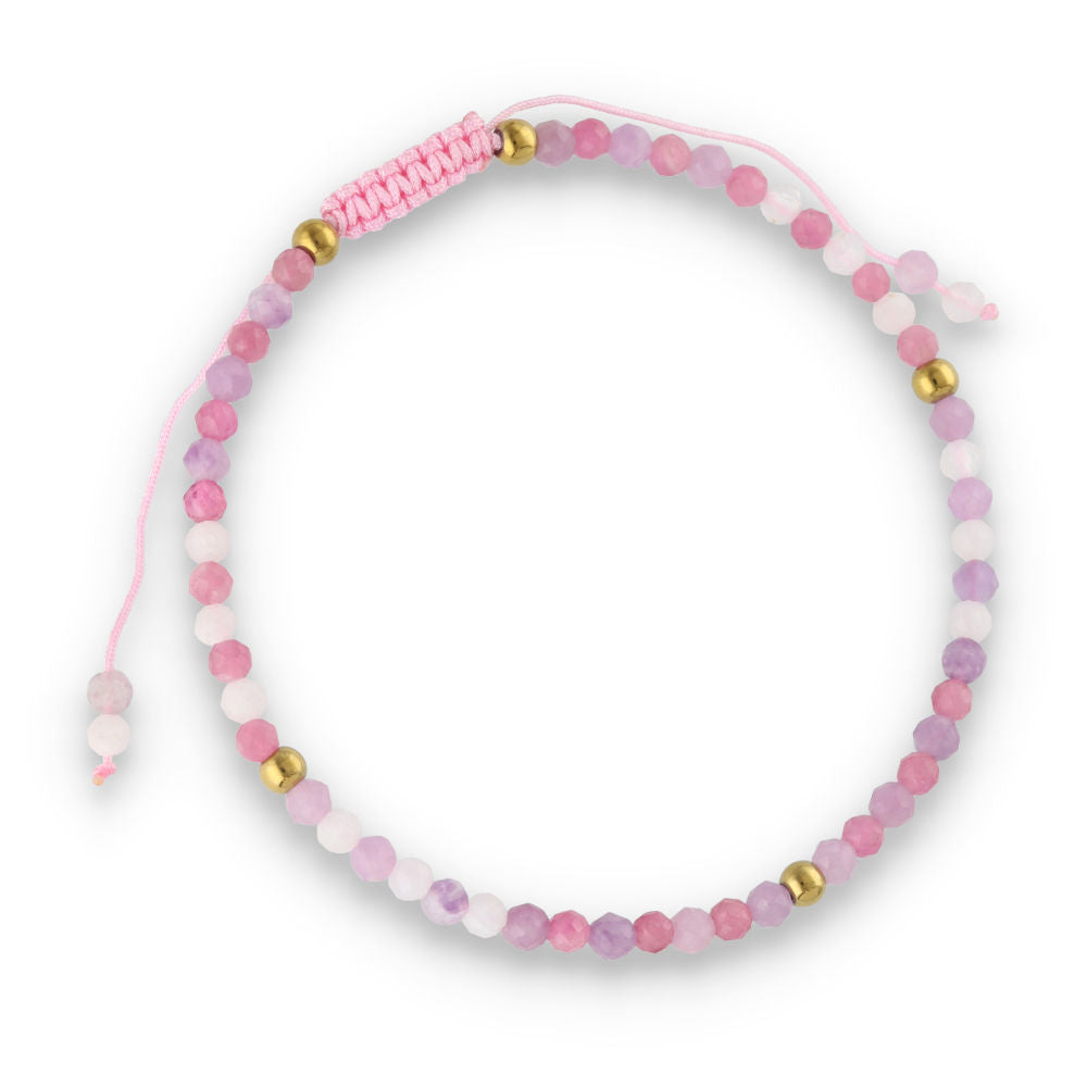 Silver Bracelet, SH00064-B purple jade, pink tourmaline, moonstone