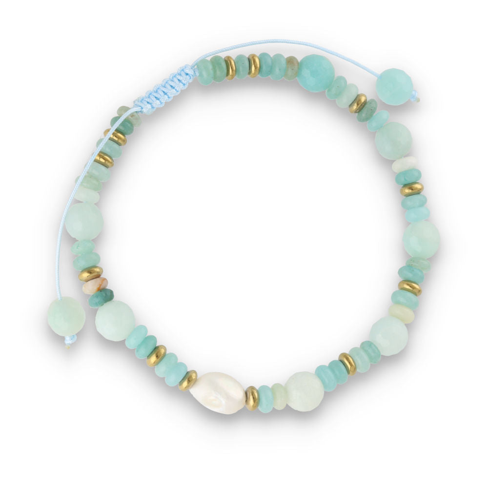 Silberarmband, SH00067-B1 Amazonit, Perle
