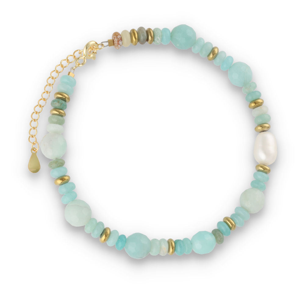 Armband Silber, SH00067-B2 Amazonit, Perle
