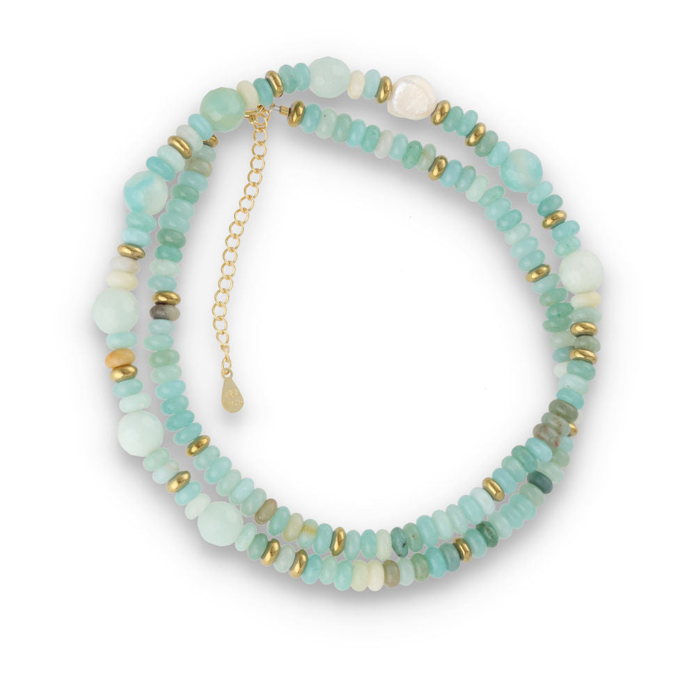 Silberarmband, SH00067-N HALSKE TTE Amazonit, Perle