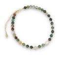 Silver Bracelet, SH00069-B2 Indian agate, pearl