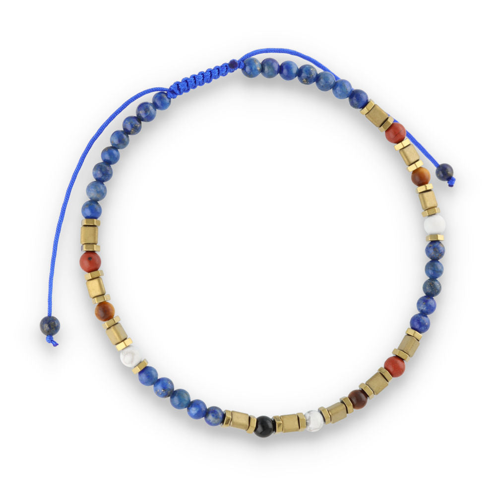 Silver Bracelet, SH00076-B1 lapis, hematite, mixstone