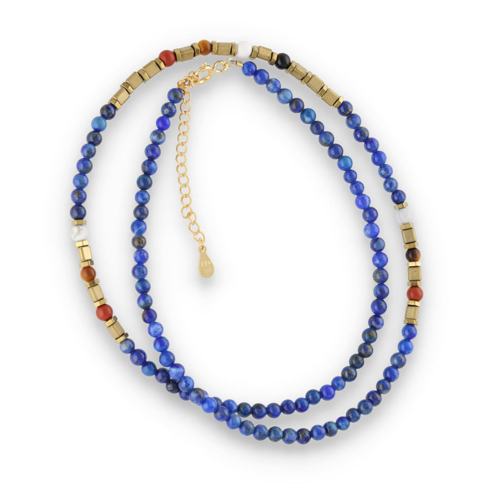 Silver Bracelet, SH00076-N NECKLACE lapis, hematite, mixstone