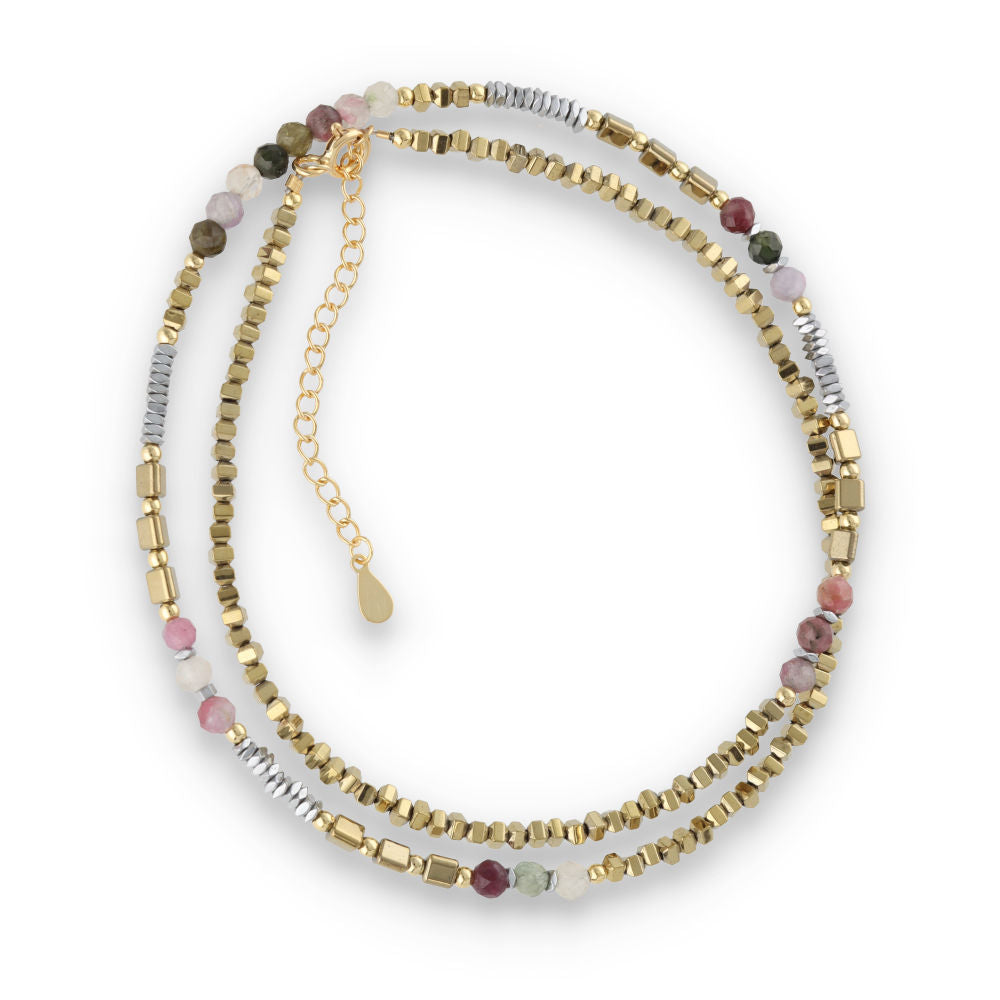 Silver Bracelet, SH00086-N NECKLACE hematite, tourmaline