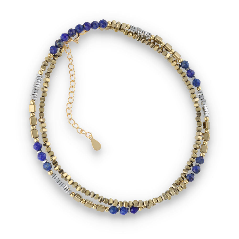 Silberarmband, SH00095-N HALSKE TThämatit, Lapislazuli