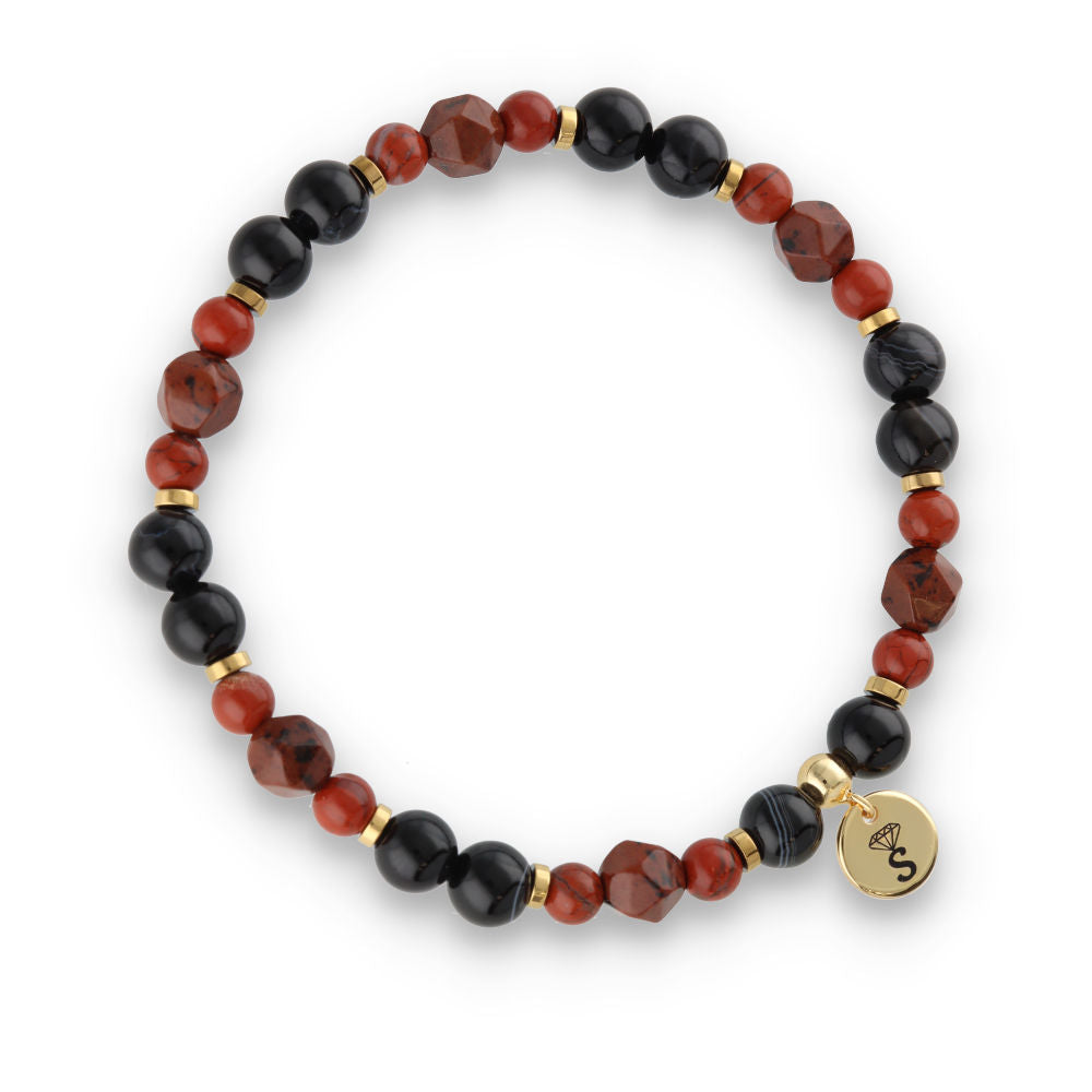 Silver Bracelet -30% jasper, agate, hematite