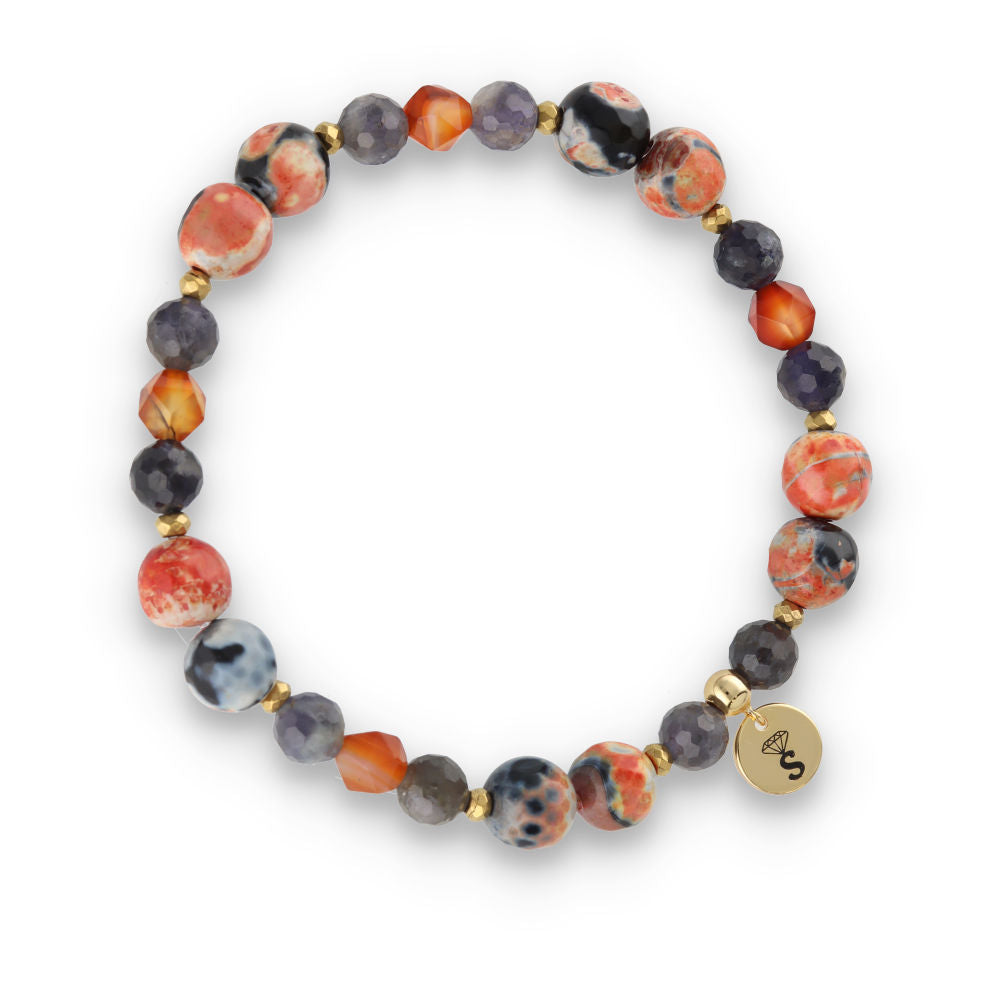 Silberarmband -30 % Cordierit, Achat, Hämatit