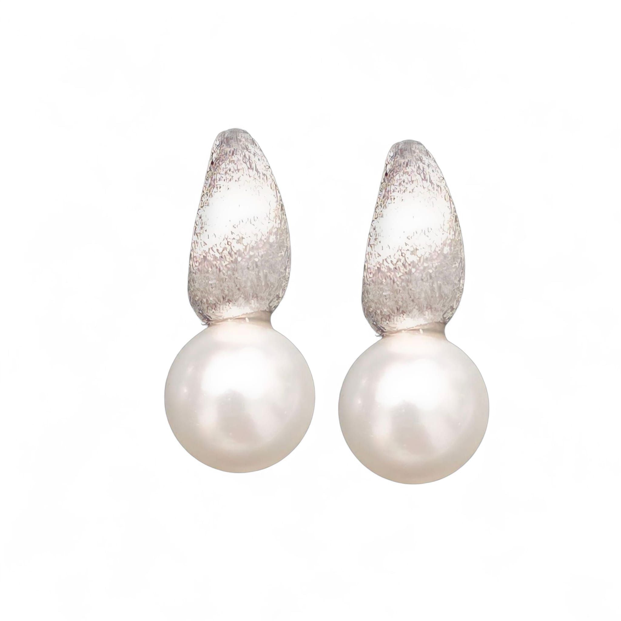 Silver Earrings pearl (brushed)