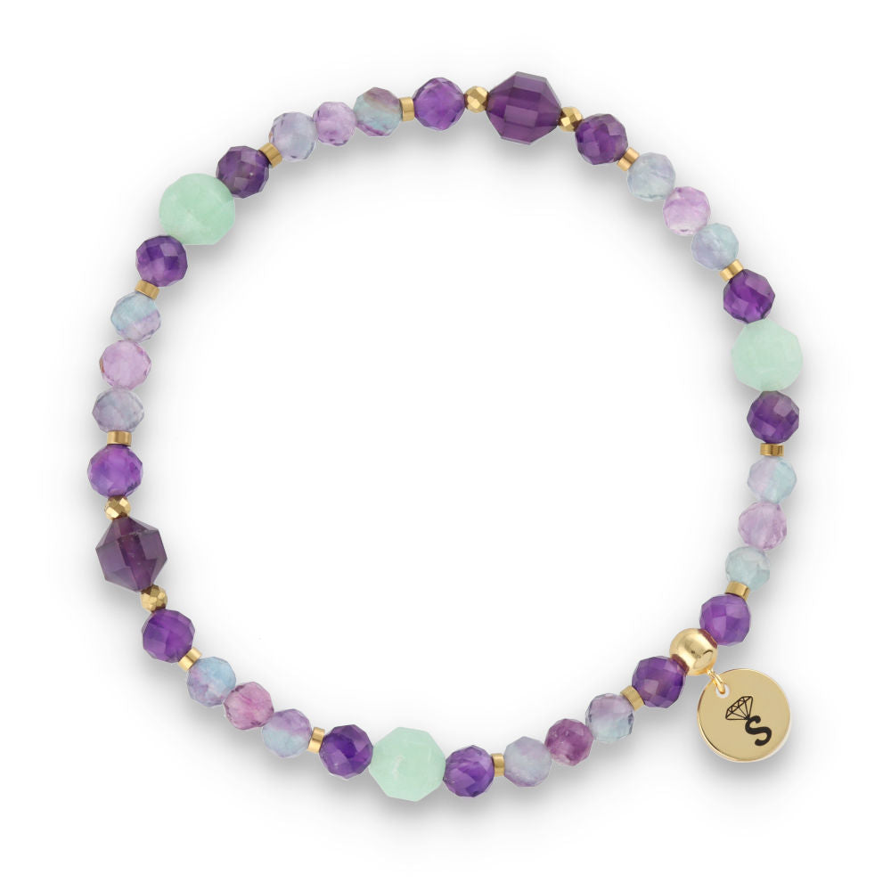 Silver Bracelet -30% jade, fluorite, hematite, amethyst