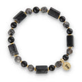 Silver Bracelet -30% quartz, tourmaline, hematite, labradorite