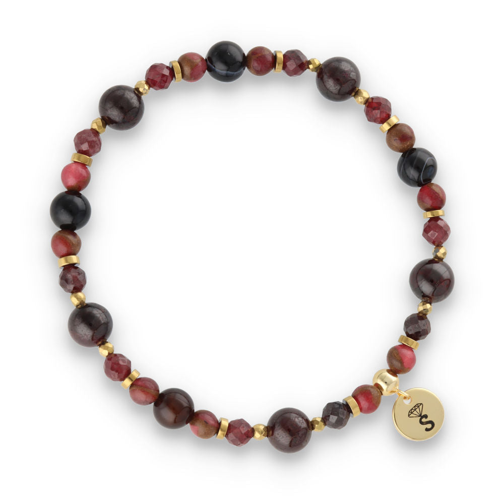 Silver Bracelet -30% cloisonne, garnet, hematite, agate