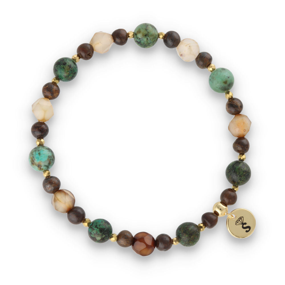 Silver Bracelet -30% turquoise, bronzite, hematite, agate