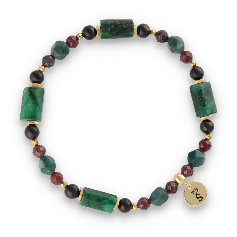 Silberarmband -30% Smaragd, Granat, Hämatit, Achat