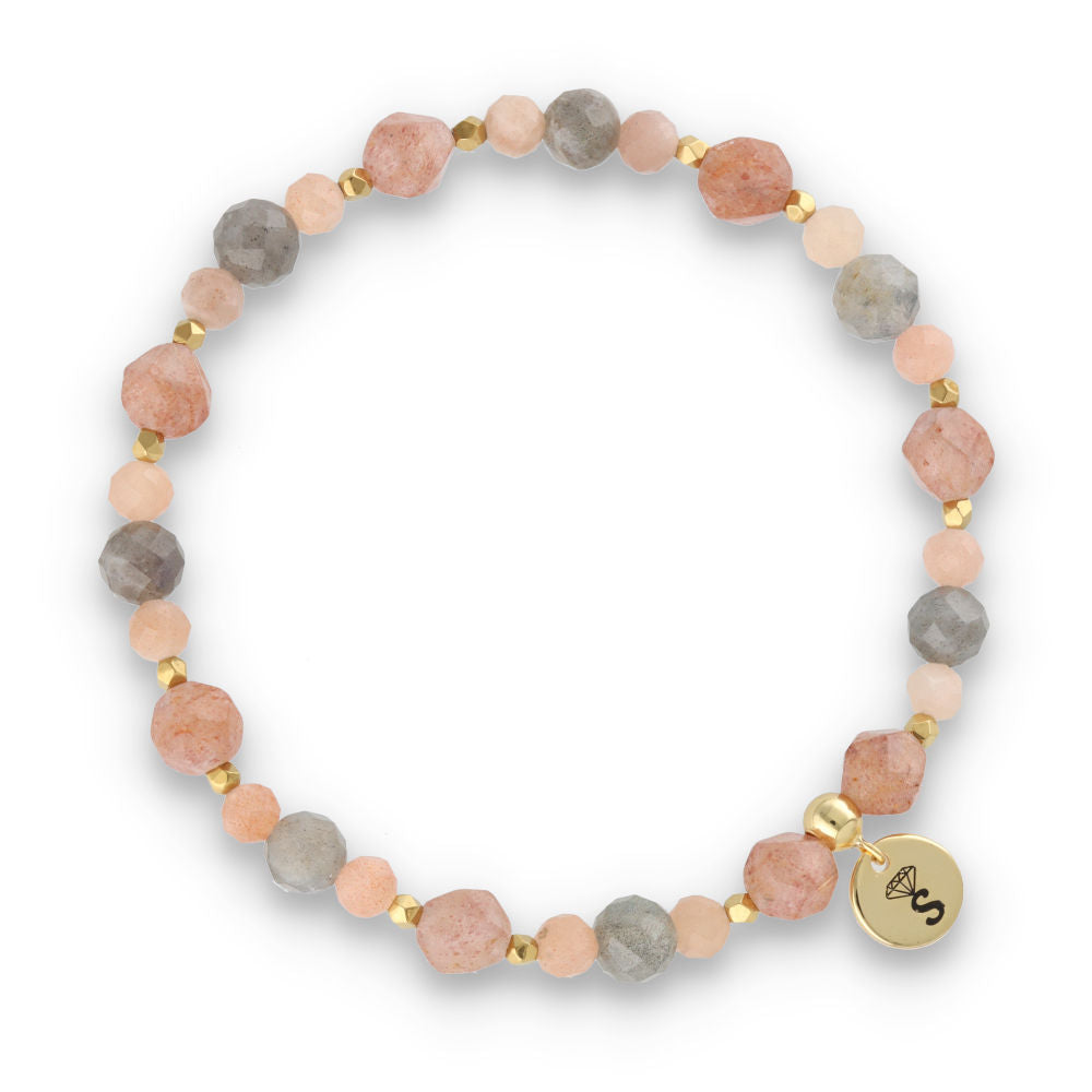 Silberarmband -30% Labradorit, Sonnenstein, Hämatit, Quarz