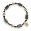 Silberarmband -30 % Labradorit, Quarz, Hämatit, Obsidian