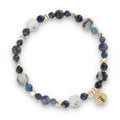 Silberarmband -30% Saphir, Hämatit, Kordierit, Kyanit, Quarz