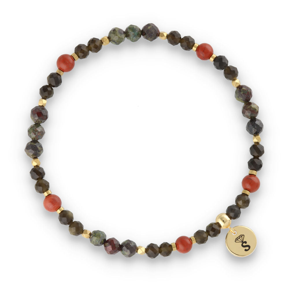 Silberarmband -30% Drachenstein, Obsidian, Hämatit, Jaspis