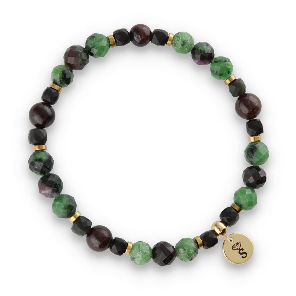 Silberarmband –30 % Obsidian, Granat, Hämatit, Epidot-Zoisit