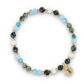 Silberarmband -30 % blauer Apatit, afrikanischer Türkis, Muschel, Kyanit, Hämatit
