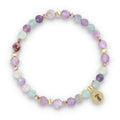 Silberarmband – 30 % Fluorit, Hämatit, Quarz