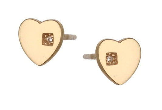 Silver Earrings Gold Plated Heart