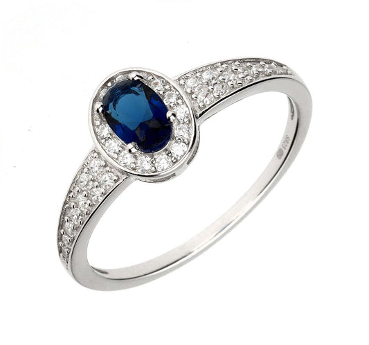 Silver Ring Us Size: #6 #6.5 #7 #7.5 #8 #8.5 Sapphire