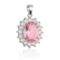 Silver Pendant Pink Oval Cut Gemstone
