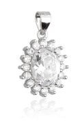 Silver Pendant Oval Cut Gemstone