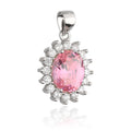 Silver Pendant Pink Oval Cut Gemstone